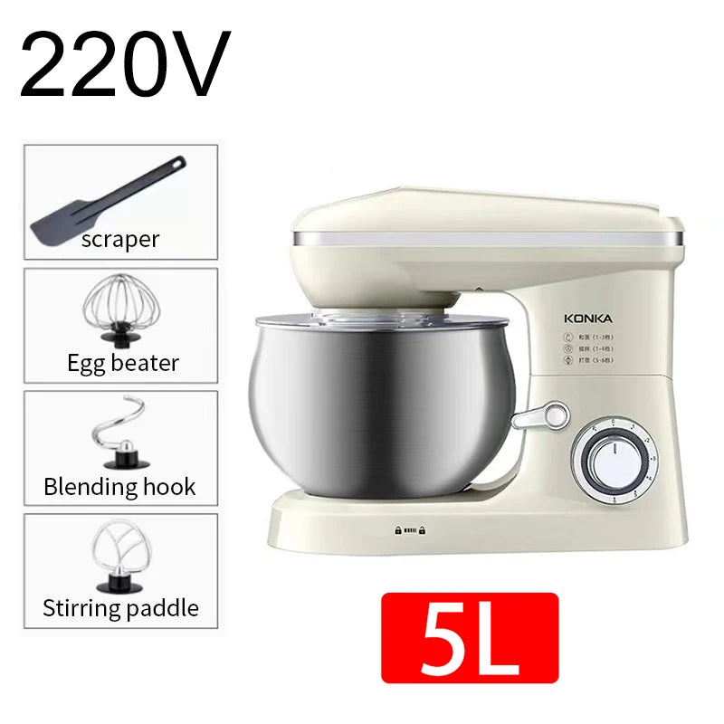 2026Multifunctional chef machine household 3-5 liter small dough kneading machine fully automatic household electric egg beater