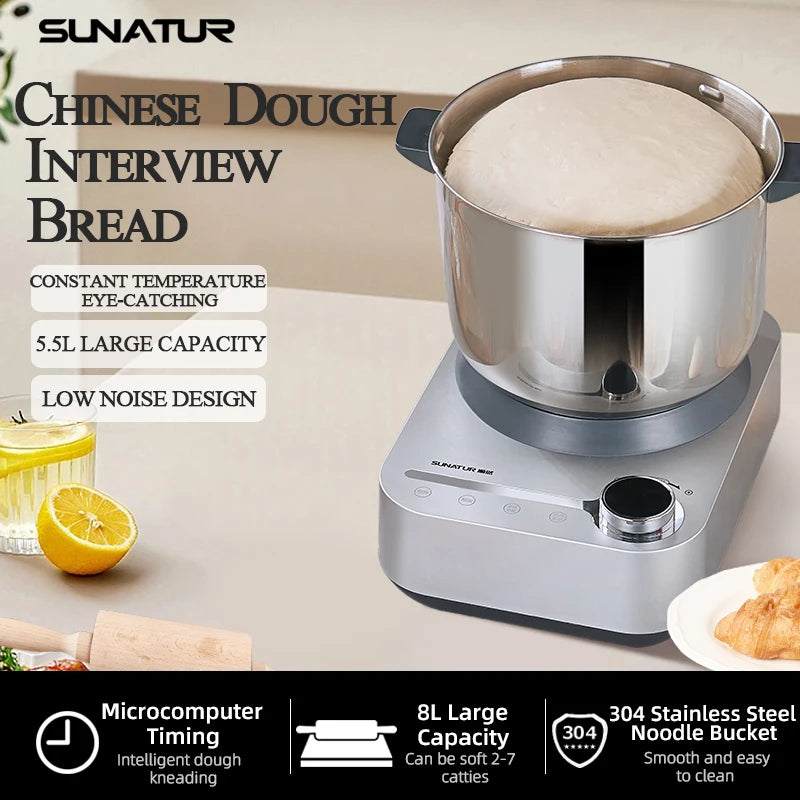 SUNATUR 5.5L/8L Electric Dough Mixer Kneader mixer Stand Mixer Dough Kneader Bread Maker for Baking