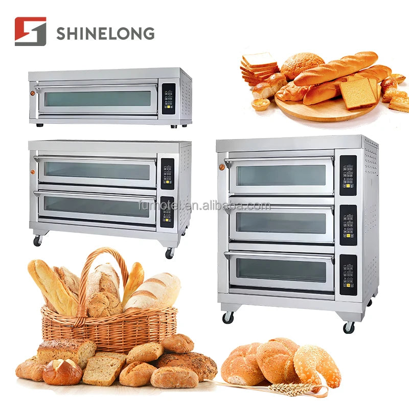 Commercial Bakery Equipment 1 2 3 Deck Oven For Baking Bread And Pizza Oven Machine