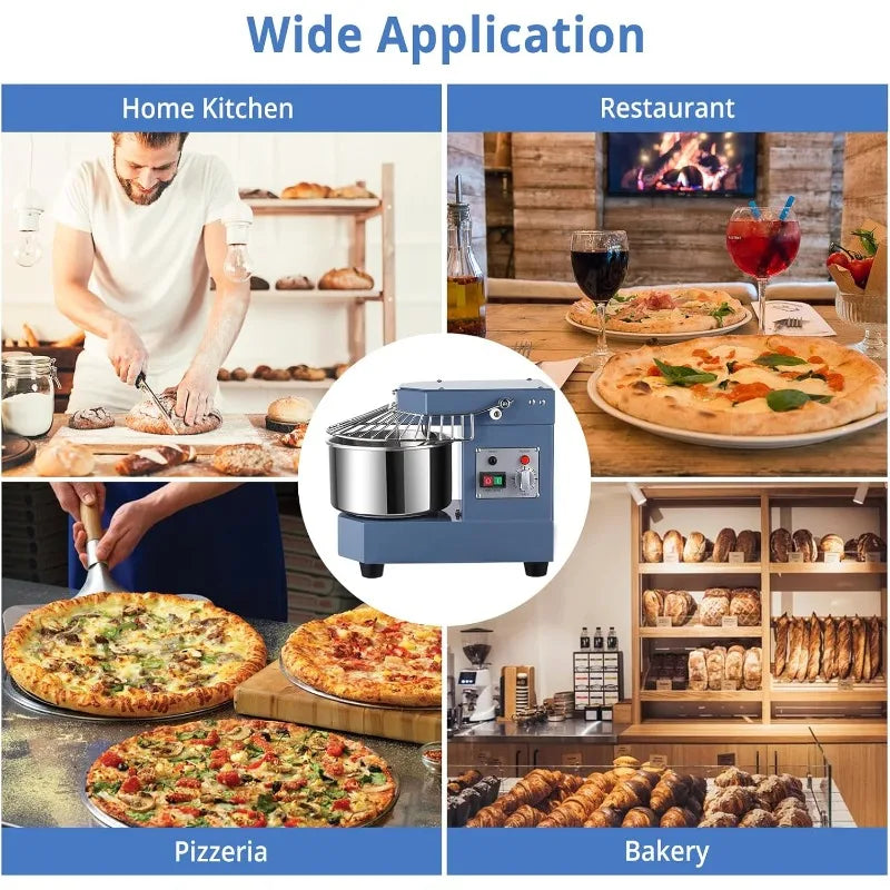 450W Dual Rotating Dough Kneading Machine with Security Shield & Timer Included, Baking Equipment for Restaurant Pizzeria